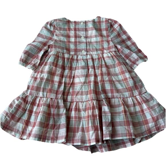 Baby Girls OshKosh Dress w/ Bloomers Multicolored Coral Plaid Lined Sz 12M NWOT - Picture 6 of 6